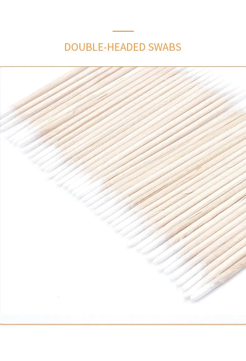 100Pcs Disposable Cotton Swab Ultra-small Brush Micro Wood Makeup Brushes Lint Free Eyelash Extension Glue Removing Make UpTools